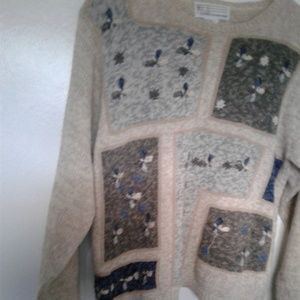 Beautiful Long Sleeve Flowered Sweater